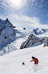 Europe, France, Haute Savoie, Rhone Alps, Chamonix, skier on the Vallee Blanche off piste (Dent de Geant 4013m)