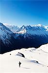 Europe, France, Haute Savoie, Rhone Alps, Chamonix, Mont Blanc (4810m) winter landscape