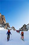 Europe, France, Haute Savoie, Rhone Alps, Chamonix, ski touring towards col de Chardonnet