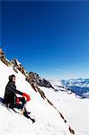 Europe, France, Haute Savoie, Rhone Alps, Chamonix, climber col de Chardonnet