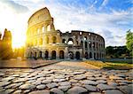 Colosseum in Rome at dawn, Italy