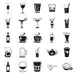 Drink beverage potables potable drinkables simple black icon set on white