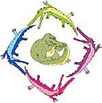 Crocouroboros (ouroboros of gators). Vector illustrations.