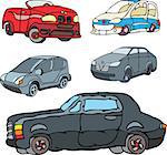 Set of comic non-brand cars. Vector illustrations.