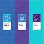 Line Law Justice Patterns Set. Vector Illustration of Logo Design. Template for Packaging with Labels.