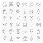 Love Heart Line Icons Set. Vector Collection of Modern Thin Outline Save the Date Symbols.