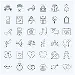 Line Save the Date Icons. Vector Collection of Modern Thin Outline Wedding Symbols.