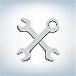 The spanner and wrench icon on light mesh background, tool symbol