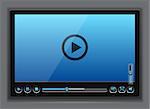 Blue glossy video player template , vector eps10 illustration