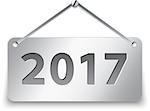 Metallic gray tablet for 2017 year. Vector illustration