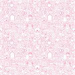 Line Wedding White Seamless Pattern. Vector Illustration of Outline Tile Background. Save the Date.