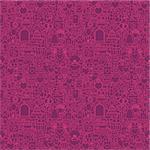 Purple Line Wedding Seamless Pattern. Vector Illustration of Outline Tile Background. Love and Heart.