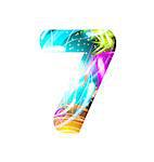 Glowing Light effect neon Font. Firework Color Design Text Symbols. Shiny number 7