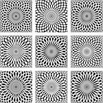 Rotation lines patterns. Design elements set. Vector art.