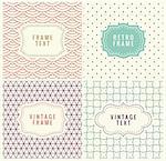 Retro Mono Line Frames with place for Text. Vector Design Template, Labels, Badges on Seamless Geometric Patterns. Minimal Textures. Frame with text