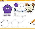 Educational Cartoon Illustration of Pentagon Basic Geometric Shape for Children