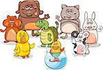 Cartoon Illustration of Little Cute Pet Characters Group