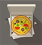 Pizza in open box. Eps10 vector illustration