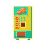 Bread Vending Machine Design In Primitive Bright Cartoon Flat Vector Style Isolated On White Background