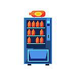 Soft Drink Vending Machine Design In Primitive Bright Cartoon Flat Vector Style Isolated On White Background