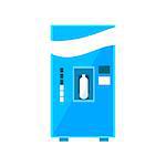 Milk Vending Machine Design In Primitive Bright Cartoon Flat Vector Style Isolated On White Background