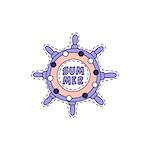 Ship Stirring Wheel Bright Hipster Sticker With Outlined Border In Childish Style