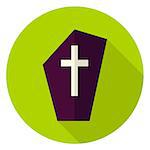 Gravestone Circle Icon. Flat Design Vector Illustration with Long Shadow. Happy Halloween Symbol.