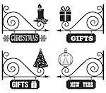 Gifts for Christmas and New Year. Christmas vintage signs to indicate the direction.