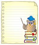 Notebook page with owl teacher 2 - eps10 vector illustration.