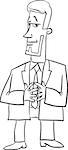 Black and White Cartoon Illustration of Boss or Manager Business Character