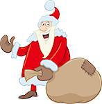 Santa Claus with Sack of Gifts on Christmas