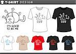 Illustration of T-Shirt Design Template with Happy Cat and Caption