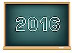 The blackboard 2016 isolated on white background. Education time.