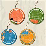 Set of 4 retro autumn tags. Vector illustration EPS8