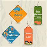 Set of 4 retro autumn tags. Vector illustration eps10