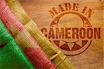 Hot imprint on the wooden surface of the Made in Cameroon.