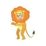 Boy In Lion Animal Costume Simple Design Illustration In Cute Fun Cartoon Style Isolated On White Background