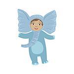 Boy Wearing Elephant Animal Costume Simple Design Illustration In Cute Fun Cartoon Style Isolated On White Background