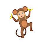 Girl Wearing Monkey Animal Costume Simple Design Illustration In Cute Fun Cartoon Style Isolated On White Background