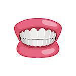 Demonstration Jaw And Teeth Prop Simple Design Illustration In Cute Fun Cartoon Style Isolated On White Background