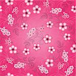 Floral seamless spring pattern with gradient cherry flowers  (vector)