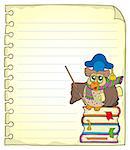 Notebook page with owl teacher 7 - eps10 vector illustration.