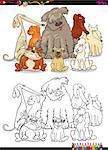 Cartoon Illustration of Purebred Dog Characters Group Coloring Book