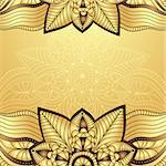 Gold-brown vintage frame with gold flowers, vector eps10