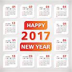2017 year simple office calendar vector illustration