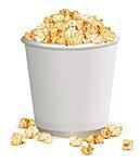 White paper cup full of popcorn. Isolated vector illustration