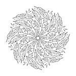 Vintage decorative feather Mandala. Zenart inspired. Can be used for coloring book. Vector illustration