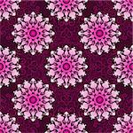 Vintage dark purple seamless pattern with gradient pink flowers, vector eps10