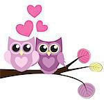 Cute Owl Pattern Background for Valentines Day with Hearts and Place for Your Text Vector Illustration EPS10