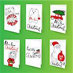 Set of christmas brochures templates. Bright vector backgrounds. Christmas frames, lettering for your design.